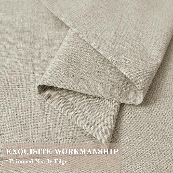 100" W x 84" L Faux Linen Room Divider Curtains, Full Blackout Pinch Pleated Drapes for Traverse Rod, Bedroom Divider Privacy Drapery with Hooks for Ceiling Track, 1 Panel, Ivory White