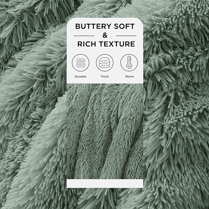 Bedsure GentleSoft Fluffy Sage Green Throw Blanket, Sage Green Decor for Room, Soft Cozy Fuzzy Plush Minky Thick Warm Sherpa Fleece Faux Fur Throw Blanket for Couch, Decorative Spring Gifts, 50x60