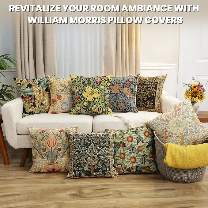 Charlotte Home Furnishings Throw Pillow Covers, Decorative Boho Pillow Covers for Couch, Living Room, Brown Hare Square Cushion Cases 18x18 in, European Cotton Jacquard Woven for Cozy Bedroom Decor