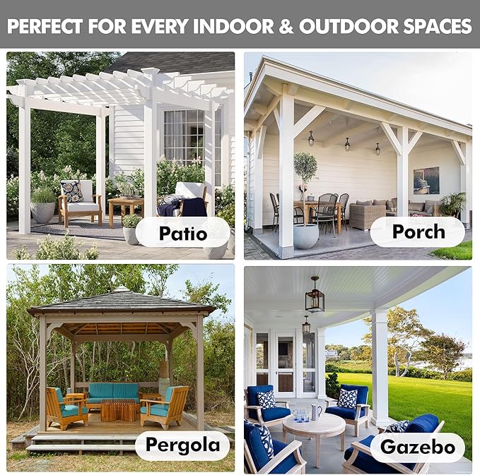 HolidayIdeas 6 Panels Linen Outdoor Curtains for Patio Waterproof Taupe Outside Curtains 54x84 Inch-Gazebo Curtains Weighted Weatherproof, Privacy for Pergola, Porch, Cabana, Deck, Sunroom, Backyard