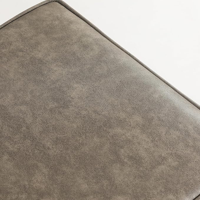 Adeco 17.5" Square Faux Leather Ottoman with Storage - Upholstered PU Foot Rest - Flip Top Footstool with Sturdy Wood Legs, Small Cube Coffee Table Extra Seat for Living Room, Bedroom, Coffee Brown