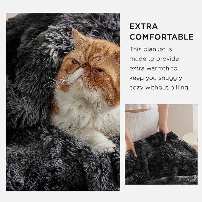 Bedsure GentleSoft Fuzzy Sherpa Faux Fur Twin Blanket Tie Dye Black Cozy Gifts for Boys Girls, Soft Fleece Plush Warm Thick Blanket Twin Size for Bed, Black Room Decor Dorm Essentials Gifts, 60x80