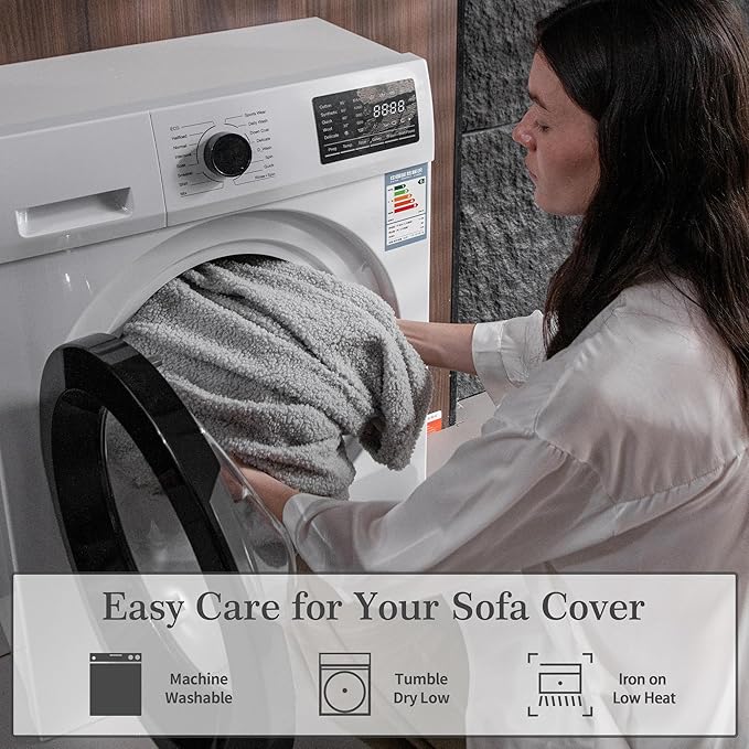 Couch Cushion Covers for Sectional Sofa, Stretch Soft Sofa Slipcovers Washable Wear-Resistant Universal Furniture Protector for Living Room(2 Seaters Covers+1 Chaise Cover, Light Gray)