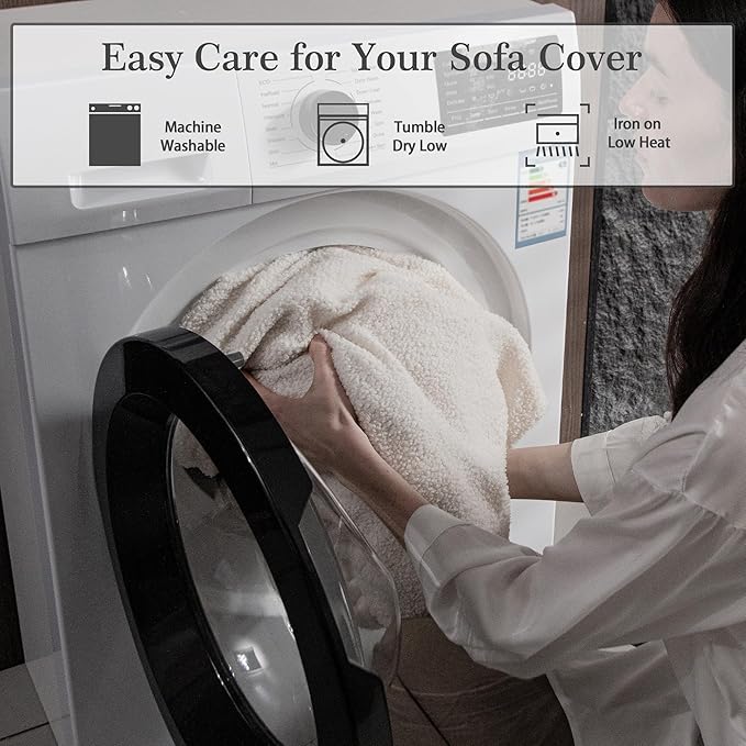 Couch Cushion Covers for Sectional Sofa, Stretch Soft Sofa Slipcovers Washable Wear-Resistant Universal Furniture Protector for Living Room(1 Piece Chaise Cover, Ivory)