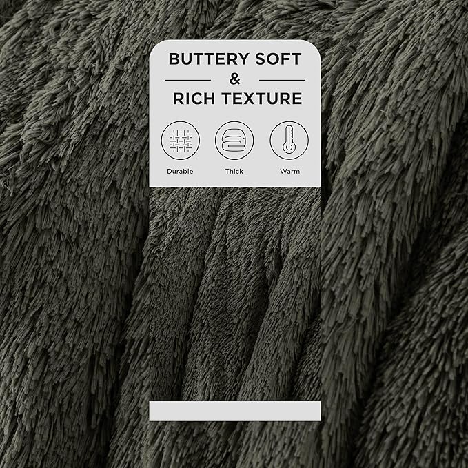 Bedsure GentleSoft Fuzzy Sherpa Faux Fur Twin Blanket Olive Green Cozy Gifts for Women Men, Soft Fleece Plush Warm Minky Thick Blanket Twin Size for Bed, Room Dorm Essentials Olive Decor Gifts, 60x80