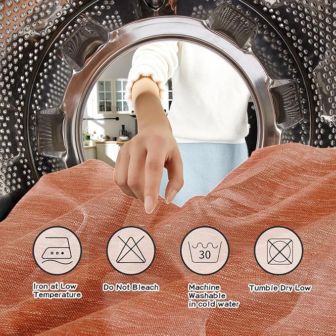 MYSKY HOME Burnt Orange Curtains for Bedroom 84 Inch Length, Living Room Curtains & Drapes Boho Semi Sheer Light Filtering for Sliding Glass Door Windows Soft Elegant, 50" x 84", Orange, 2 Panels