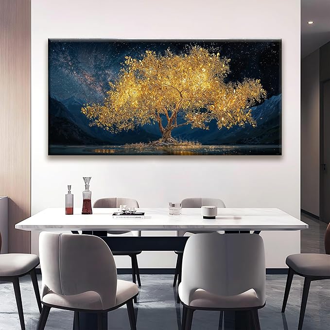 Tsomzxng Canvas Wall Art Decor Modern Large Wall Art For Living Room 29 X 58 Inches Gold Tree Of Life Abstract Wall Decor Paintings Picture For Bedroom Dining Room Home Office Artwork