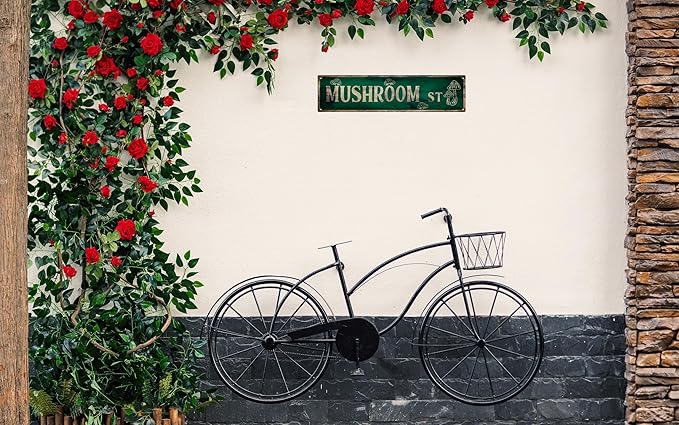 Vintage Tin Sign Retro Metal Mushroom St Signs Stylish Wall Art Plaques for Home Decor Bathroom Kitchen House and Gothic Wall Decor or as a Unique Poster 16x4 in