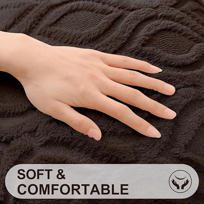 decorUhome Throw Pillow Covers 24x24 Inch Set of 2, Soft Plush Decorative Faux Fur Dark Brown Solid Couch Pillow Covers, Accent Farmhouse Neutral Square Euro Pillow Cases for Sofa Bed Living Room