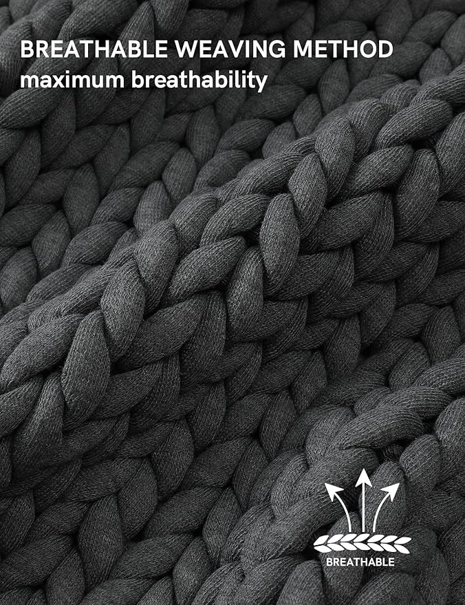 YnM Chunky Throw Blanket, Medium-Weight, Hand Knitted, Skin Friendly, Ventilated and Breathable, Machine Washable, Home Décor Piece for Couch, Sofa and Bed (Charcoal Grey, 60x80 Inch)
