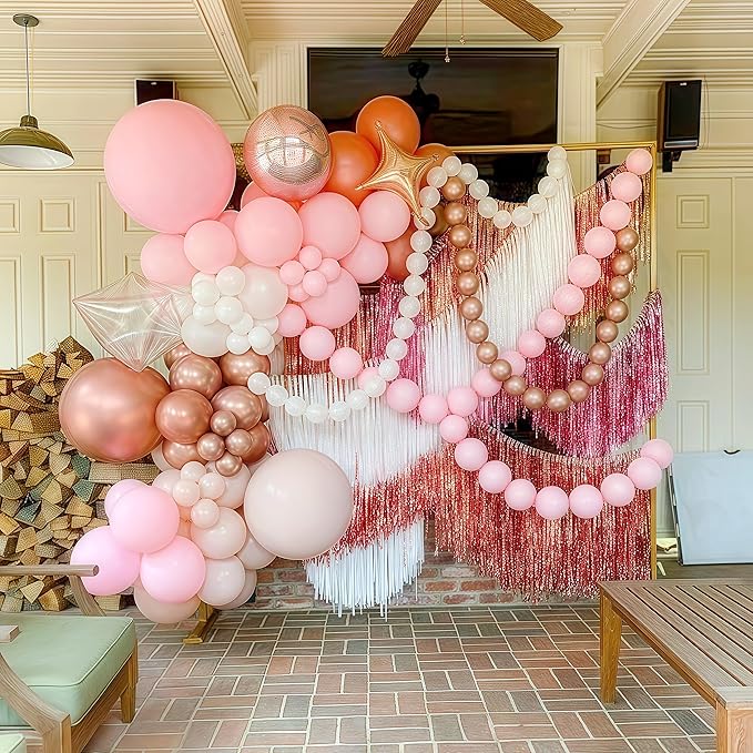 Pastel Pink Quick Link Balloons, 60PCS 10 Inch Baby Pink Linking Balloons for Making Balloon Wall Heart Arch, Tails Balloon for Girls Wedding Birthday Baby Shower Valentine's Party Decorations