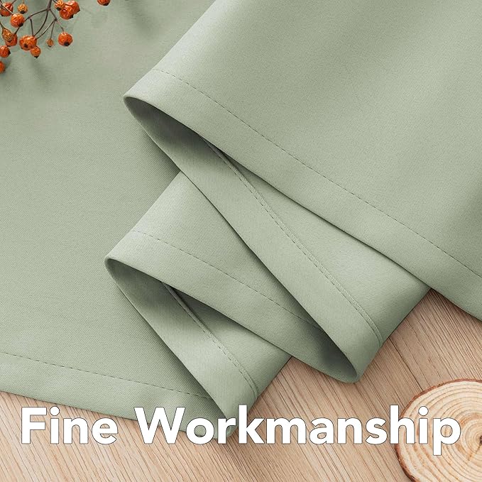 H.VERSAILTEX Blackout Room Darkening Thermal Insulated Grommet Window Curtain for Living Room, Light Sage,52x63-inch,Sold by 2 Panels