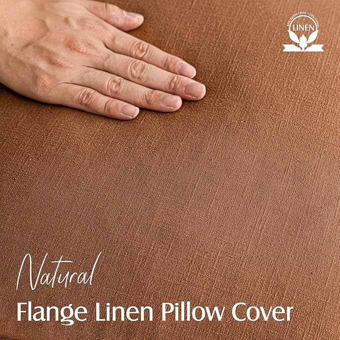 Foindtower Pack of 2, Decorative Linen Soild Throw Pillow Covers Soft Accent Cushion Case Boho Farmhouse Pillowcase for Chair Couch Sofa Bedroom Living Room Home Decor 16 x 16 Inch Orange Brown