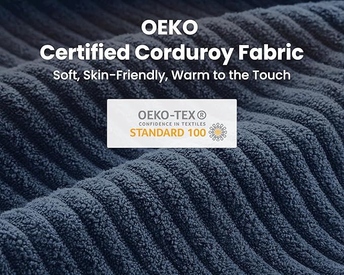 Pull Out Sofa Bed, Full Size Sleeper Sofa, 2-in-1 Convertible Corduroy Couch with USB Charging, Memory Form Couch for Living Room, Apartment and Small Space (Navy Blue, Corduroy - Full Size)