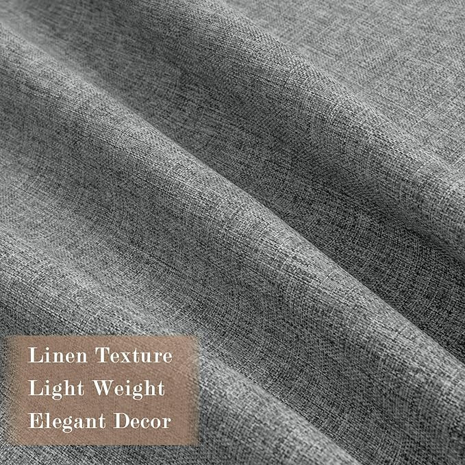 100" W x 84" L Faux Linen Room Divider Curtains, Full Blackout Pinch Pleated Drapes for Traverse Rod, Bedroom Divider Privacy Drapery with Hooks for Ceiling Track, 1 Panel, Mid Grey