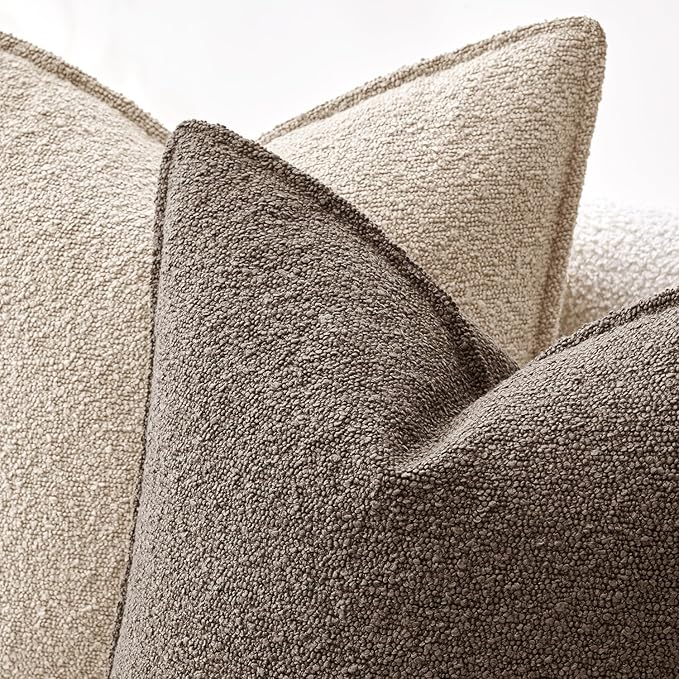 MIULEE Pack of 2 Decorative Textured Boucle Throw Pillow Covers 12x20 Inch Dark Brown Broadside Thick Boho Lumbar Pillows for Farmhouse Accents Sofa Couch Bedroom Living Room Home Decor