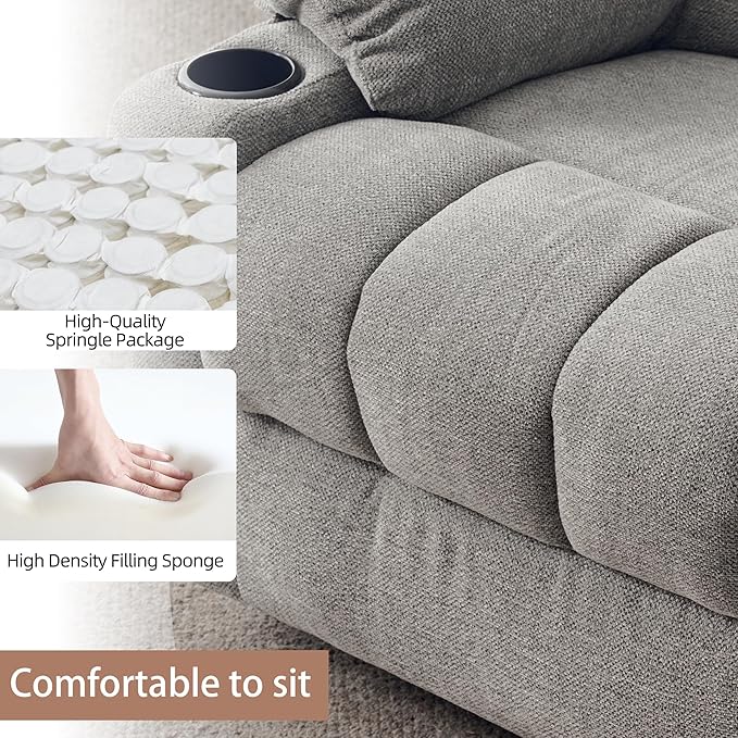 Rocker Swivel Recliner Chair for Adults, Overstuffed Large Manual Recliner Glider with Massage and Heat, Comfy Soft Fabric Living Room Reclining Sofa Chair(Lime Gray)