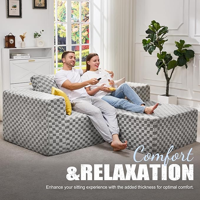 Hobestluk Modular Sectional Sofa 3 Seater Modular Sofa Couch (Plush Grey, Loveseat with Chaise)