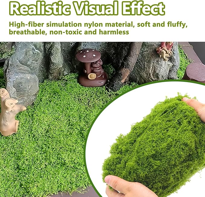 Potanro Faux Green Moss 5.3oz Artificial Fake Plant Moss Preserved Moss for Potted Plants Indoor Plants, Crafts, Planters, Bonsai Artifcial, DlY Floral Decorative Moss, Garden Wedding Decor