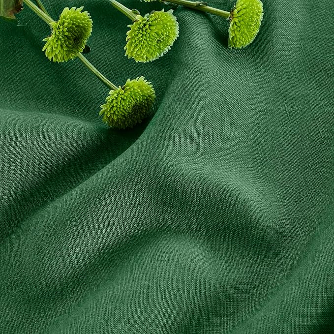 Solino Home Linen Pine Green Table Runner 108 Inches Long - 100% Pure Linen 14 x 108 Inch Table Runner for Fall, Autumn, Thanksgiving - Fete