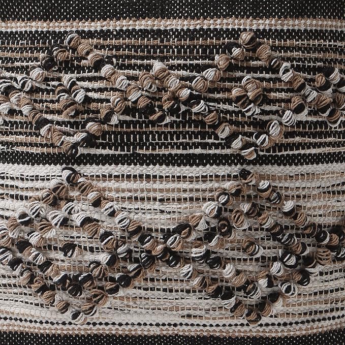 REDEARTH · Tufted Pouf Ottoman with Filler Textured Storage Cube Bean Bag Pouffe Footrest for Indoor; 100% Cotton (17.5"X17.5"X17.5", Black Jasper)