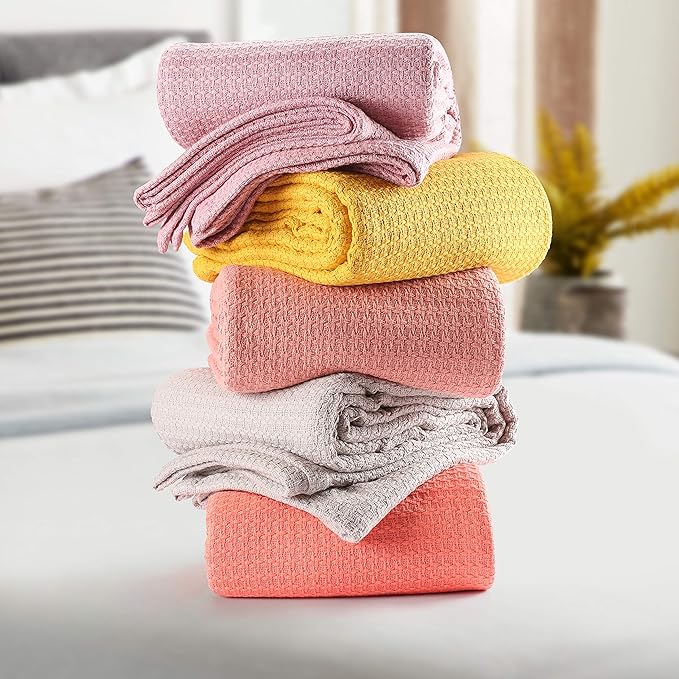 BELIZZI HOME 100% Cotton Bed Blanket, Breathable Bed Blanket Twin Size, Cotton Thermal Blankets Twin, Perfect for Layering Any Bed for All Season, Sage Green