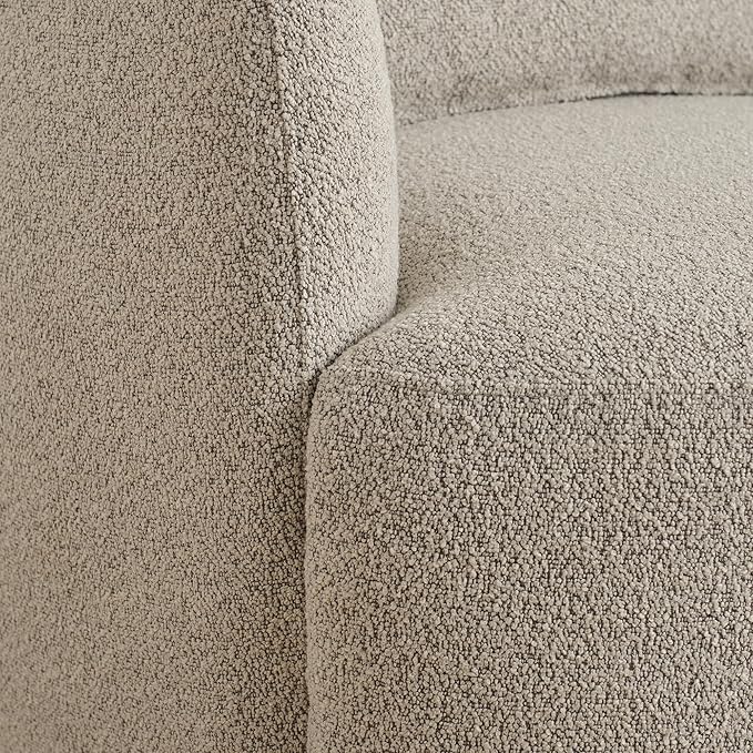 KINWELL 34" Wide 2 Boucle Swivel Barrel Chairs and 2 Ottomans Set, Fully Assembled Sherpa Accent Chairs and Footrest Set, Modern Comfy Armchairs and Footstool for Living Room and Bedroom, Taupe