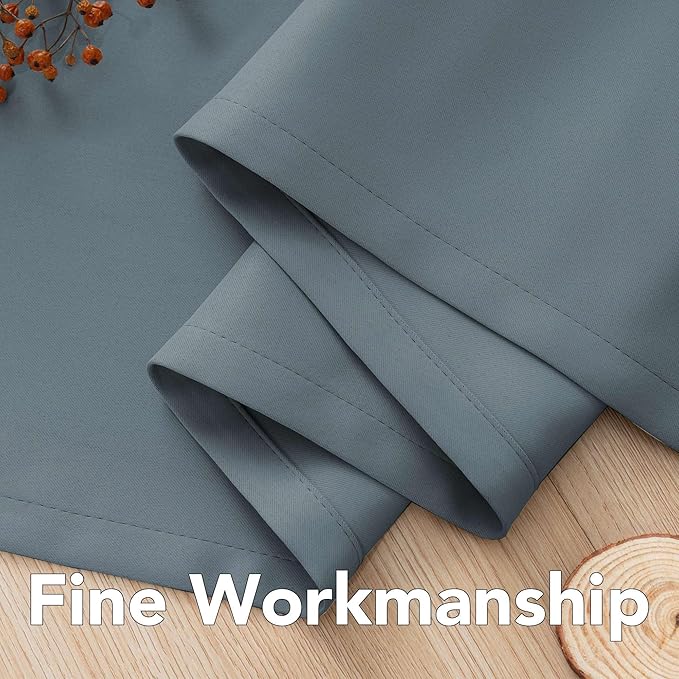 H.VERSAILTEX Elegant Grommet Blackout Thermal Insualted Solid Curtains/Drapes,Window Treatment Panels (Set of 2, Stone Blue, 52" W x 96" L)