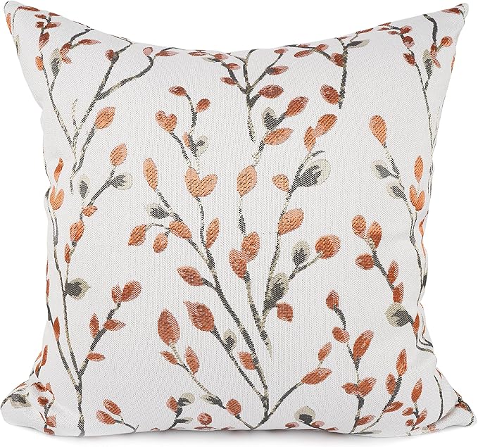 YOUR SMILE Classical Embroidery Jacquard Orange Square Decorative Throw Pillow Case Cushion Cover 18x18 inch