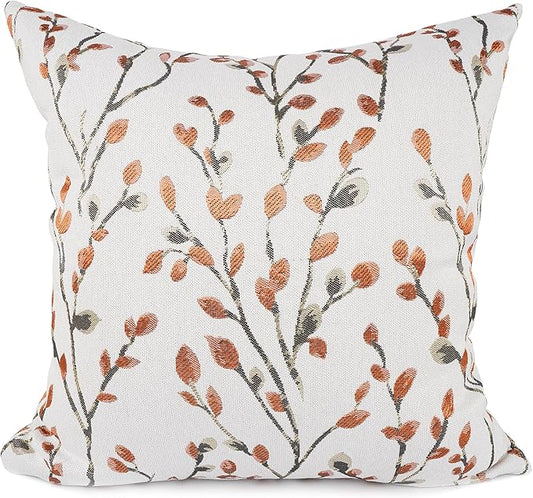 YOUR SMILE Classical Embroidery Jacquard Orange Square Decorative Throw Pillow Case Cushion Cover 18x18 inch