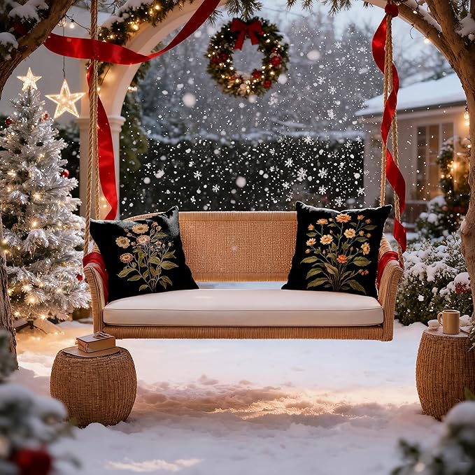 William Morris Inspire Vintage Floral Pillow Covers 18x18 Set of 2, Floral Room Decor, Dark Cottagecore Rustic Wildflower Botanical Decorative Throw Pillow Covers for Home Bedroom Living Room