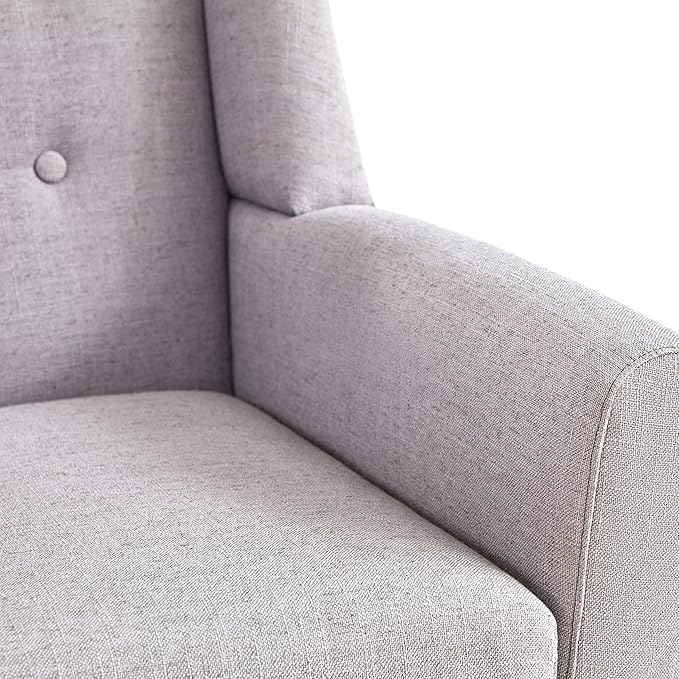 HUIMO Button-Tufted Accent Chairs Set of 2,Upholstered Reading Living Room Chair,Mid Century Modern Chair with Linen Fabric, Club Chair,Comfy Arm Chairs for Living Room,Bedroom,Light Grey