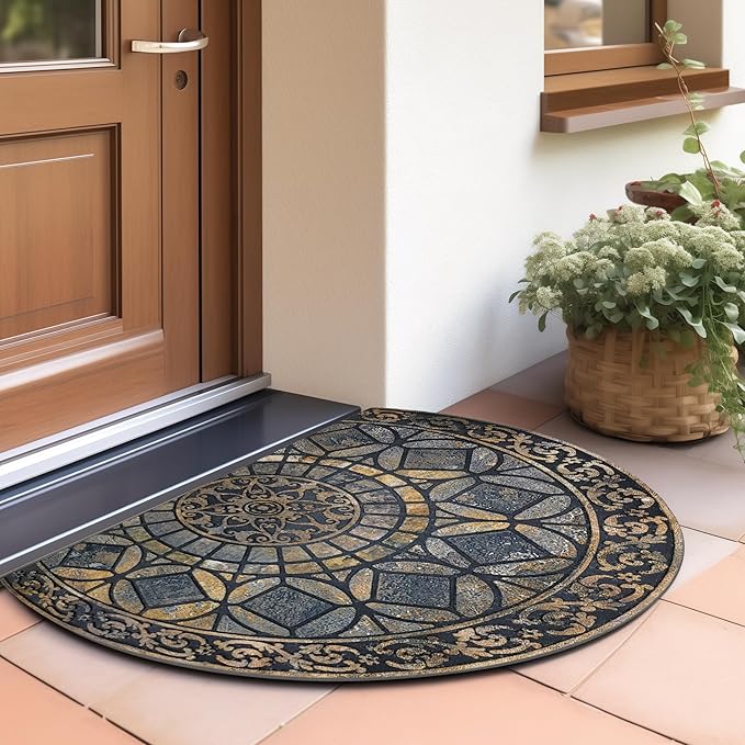 CHICHIC Entrance Door Mat Large 24 x 36 Inch Entry Way Doormat Front Door Rugs Outdoors Heavy Duty Welcome Mat Non Slip Rubber Back Low Profile for Garage, Patio, High Traffic Area, Grey