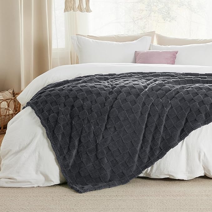 Bedsure GentleSoft Twin Blanket for Bed Dark Grey - Super Soft Cozy Blankets for Women Men Girls, Cute Fuzzy Fleece Throws for Bedroom Couch, 60x80 Inches