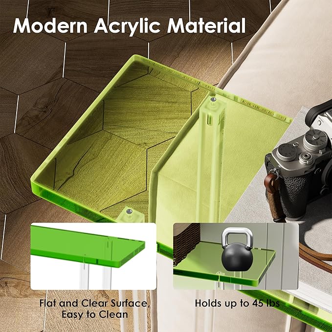 Sleek Modern 2-Tier Acrylic Console Table, 39.4" L x 7.6" W x 31.5" H - Entryway Table for Hallway, Living Room, Sofa Side, Small Spaces (Green)