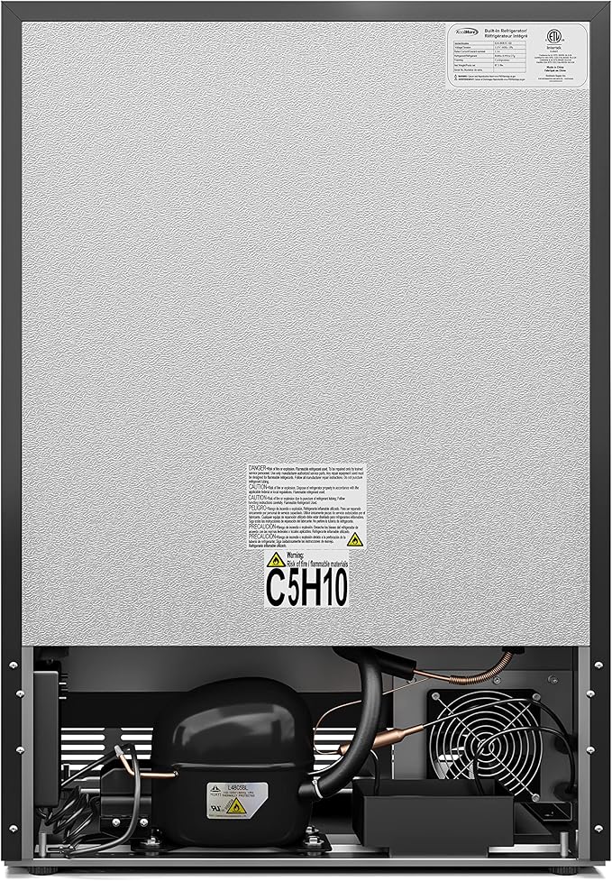 KoolMore 23.4” Inches Small Built-In Glass Door Refrigerator and Beverage Cooler for Soda Cans, 6 Wire Shelves, Adjustable Temperature Range [5.1 Cu. Ft.], 24" Inch (KM-BIR5C-GD)