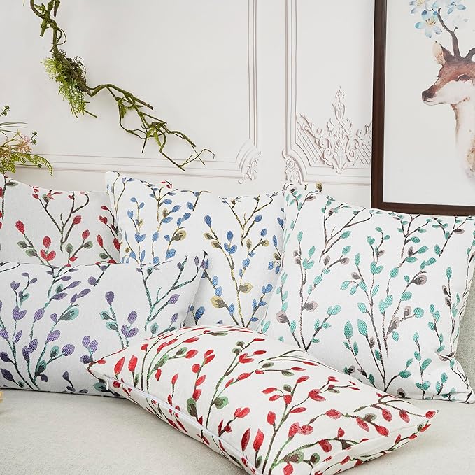 YOUR SMILE Classical Embroidery Jacquard Green Square Decorative Throw Pillow Case Cushion Cover,12x20 inch