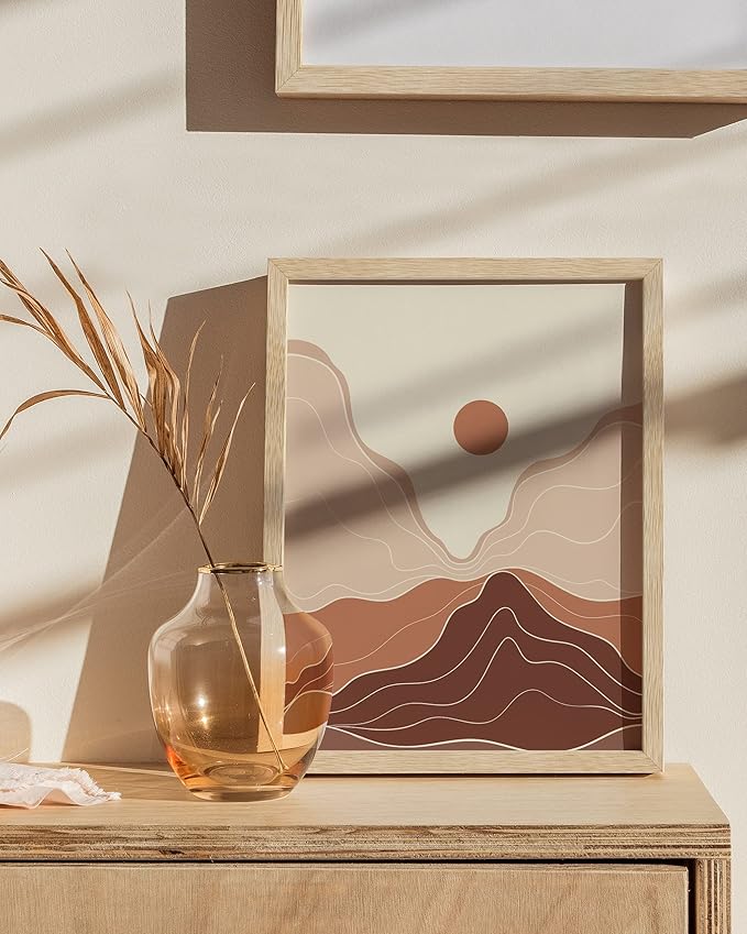 HAUS AND HUES Beige Oak Wood 8.5x11 Picture Frame - Modern Wood Wall Art Display - Lightweight 12x16 Frame for Certificates, Art Prints, Photos, Posters - Ready-to-Hang Vertically & Horizontally