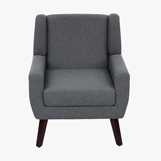 UIXE Accent Chair, Fabric Upholstered Armchair for Living Room, Comfy Arm Chair Single Sofa Bedroom Side Reading Seat - Flax Gray