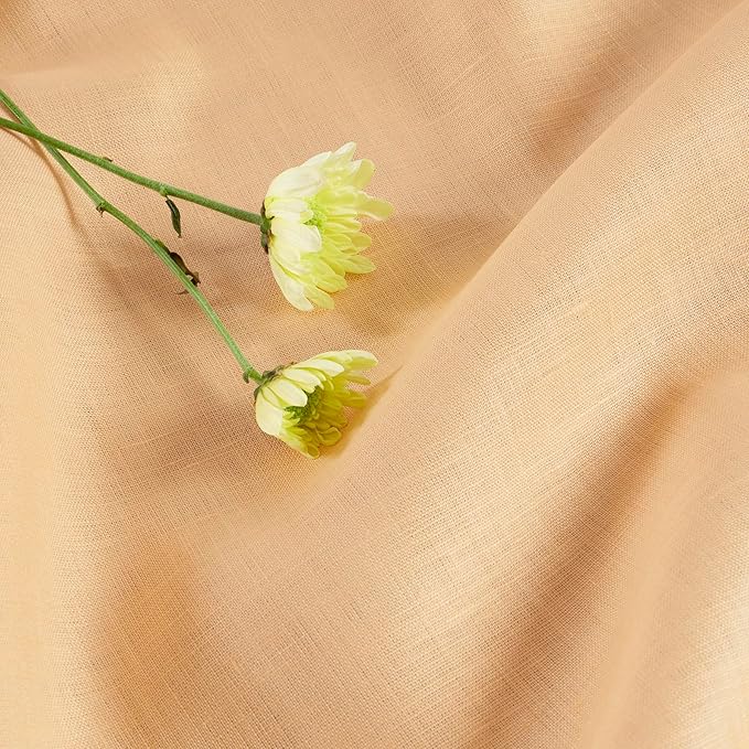 Solino Home Linen Table Runner 120 Inches Long - 100% Pure Linen Peach Table Runner 14 x 120 Inch - Fete