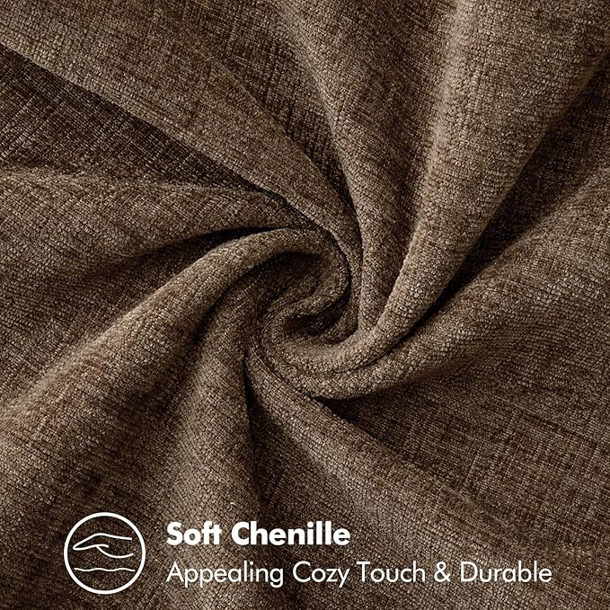 MIULEE Pack of 2 Couch Throw Pillow Covers 24x24 Inch Brown Farmhouse Decorative Pillow Covers with Stitched Edge Soft Chenille Solid Dyed Spring Pillow Covers for Sofa Bed Living Room