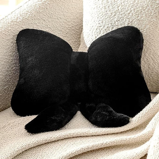 Throw Pillows Bow Pillow Butterfly Shaped Decorative Cute Pillows for Bed Sofa Home Decor,Black 14.5 * 12inch