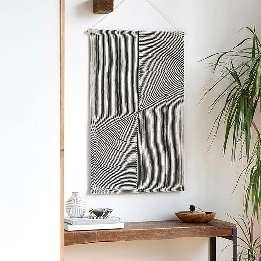 Mark&Day Wall Art, Gerlos Modern Farmhouse Black Macrame Tapestry Wall Hanging for Living Room, Bedroom, Office or Kitchen (36"H x 24"W)