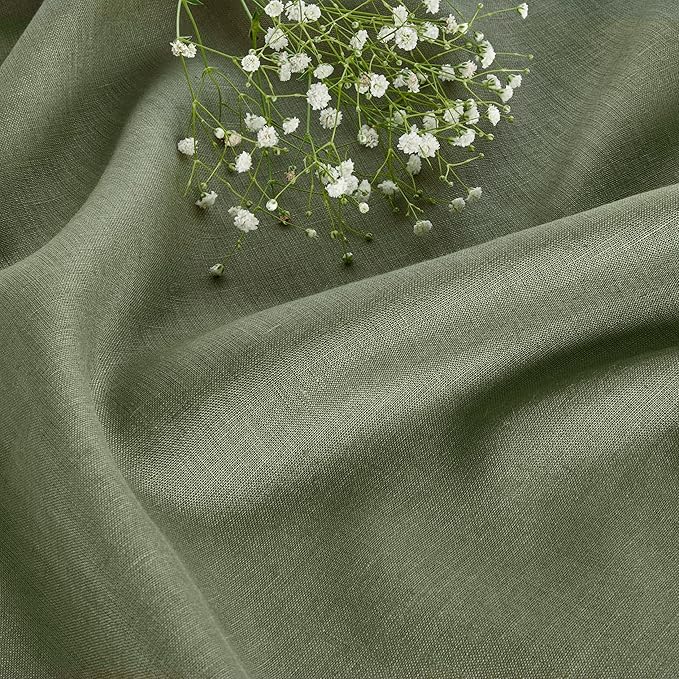 Solino Home Linen Table Runner 60 Inches - 100% Pure Linen Oil Green Table Runner 14 x 60 Inch Ideal for Dresser and Coffee Tables - Fall, Autumn, Thanksgiving - Fete