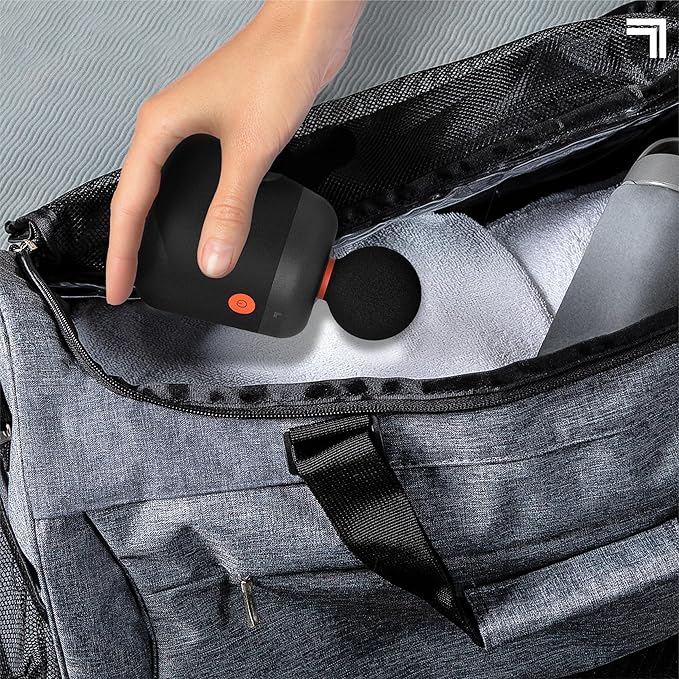 Sharper Image® Powerboost® Palm Portable Percussion Massager - 4 Attachments, 4 Speeds| Compact Full Body Back & Shoulder Mini Massage Gun| Deep Tissue Muscle Soreness Recovery| Wellness Gift