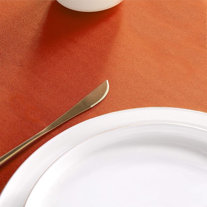 sancua Rectangle Tablecloth - 60 x 120 Inch - Stain and Wrinkle Resistant Washable Polyester Table Cloth, Decorative Fabric Table Cover for Dining Tables, Buffet Parties and Camping, Orange