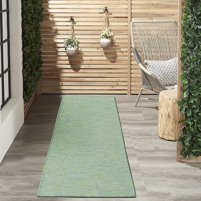 Nourison Home Positano 10' Runner Blue Green Fabric Modern Area Rug (10' Runner)