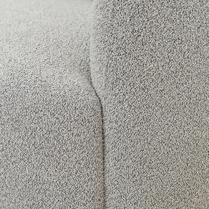 KINWELL 34" Wide Sherpa Swivel Barrel Chair, No Assembly Round Boucle Upholstered Accent Chair Armchair Single Sofa Chair with Toss Pillow for Living Room and Bedroom, Gray